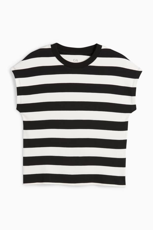 Mujer - Camiseta básica - regular fit - de rayas - negro / blanco