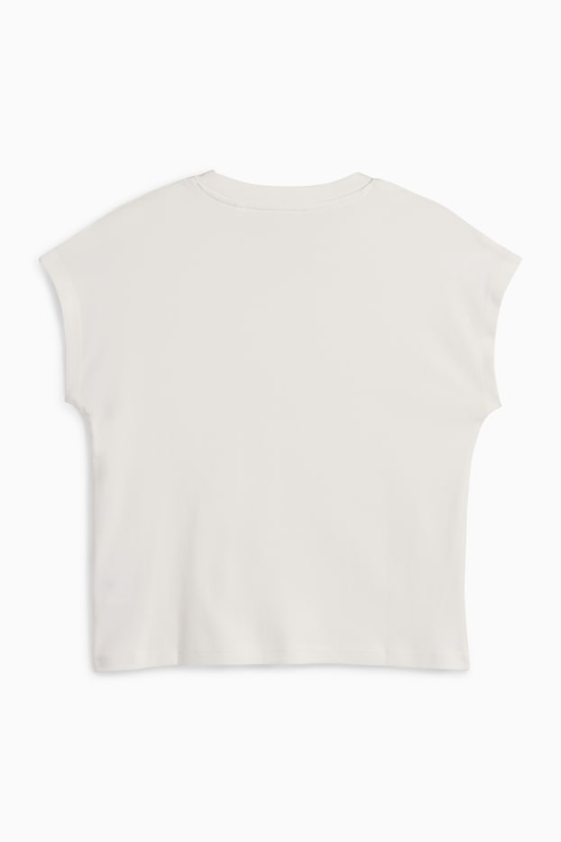 Dames - Basic T-shirt - regular fit - crème wit
