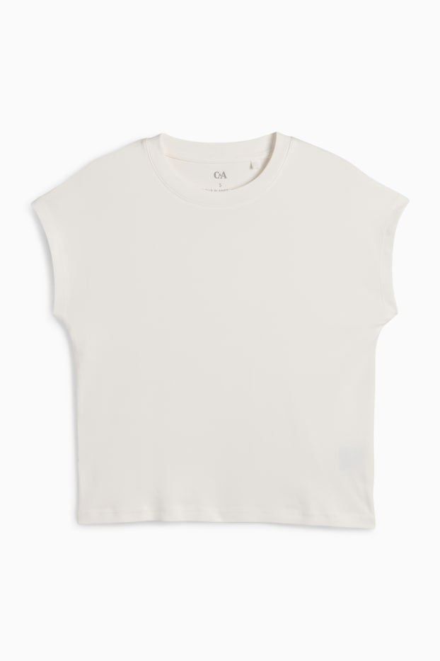 Dames - Basic T-shirt - regular fit - crème wit