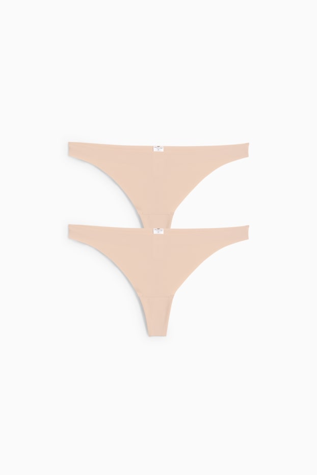 Femmes - Lot de 2 - strings invisibles - beige clair