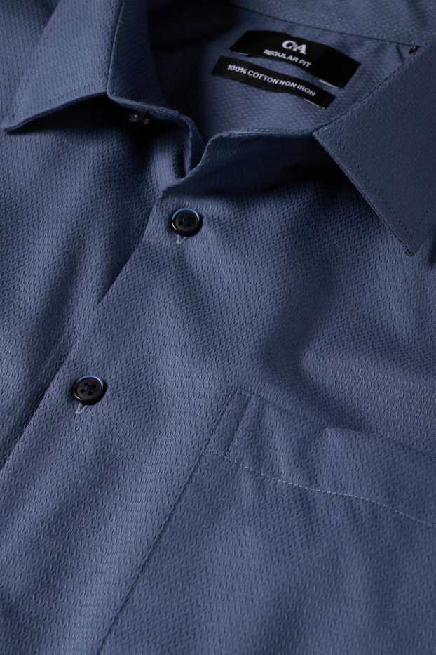 Uomo - Camicia business - regular fit - collo all'italiana - facile da stirare - blu scuro