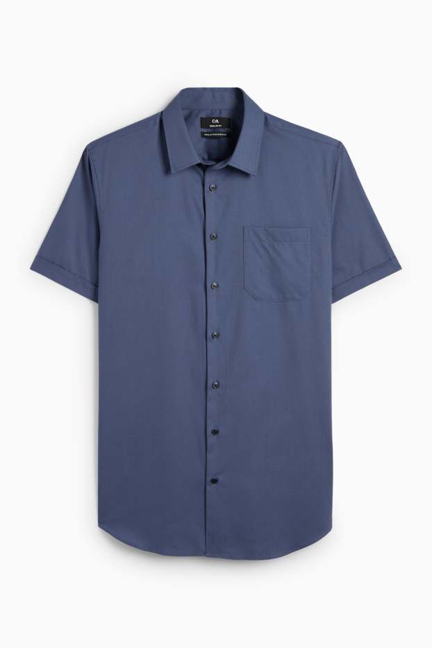 Uomo - Camicia business - regular fit - collo all'italiana - facile da stirare - blu scuro