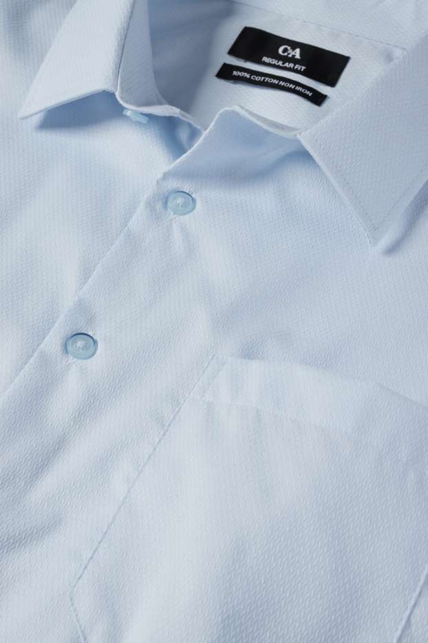 Uomo - Camicia business - regular fit - collo all'italiana - facile da stirare - azzurro