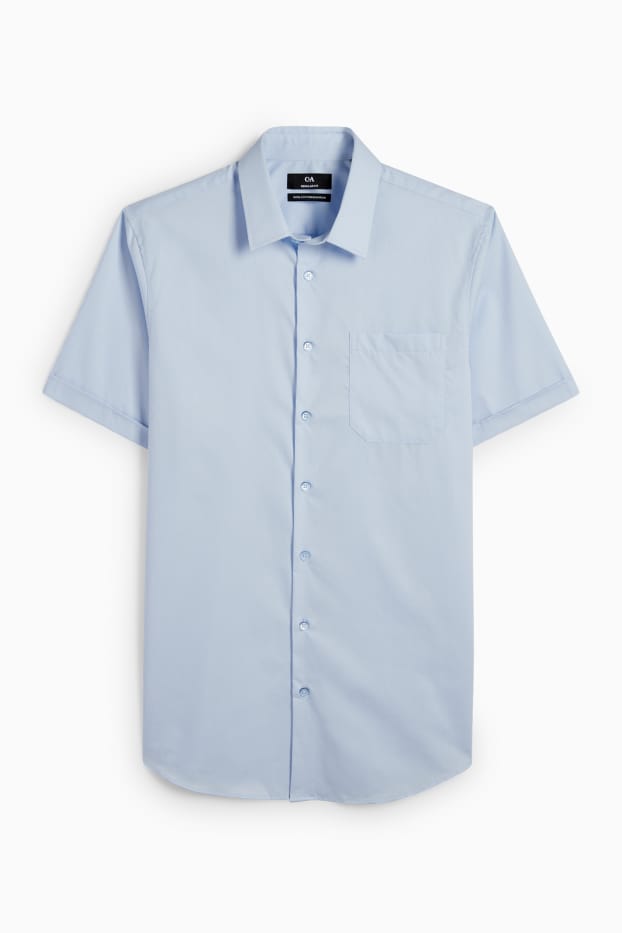 Uomo - Camicia business - regular fit - collo all'italiana - facile da stirare - azzurro