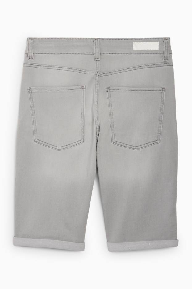 Damen - Jeans-Bermudas - Mid Waist - LYCRA® - helljeansgrau