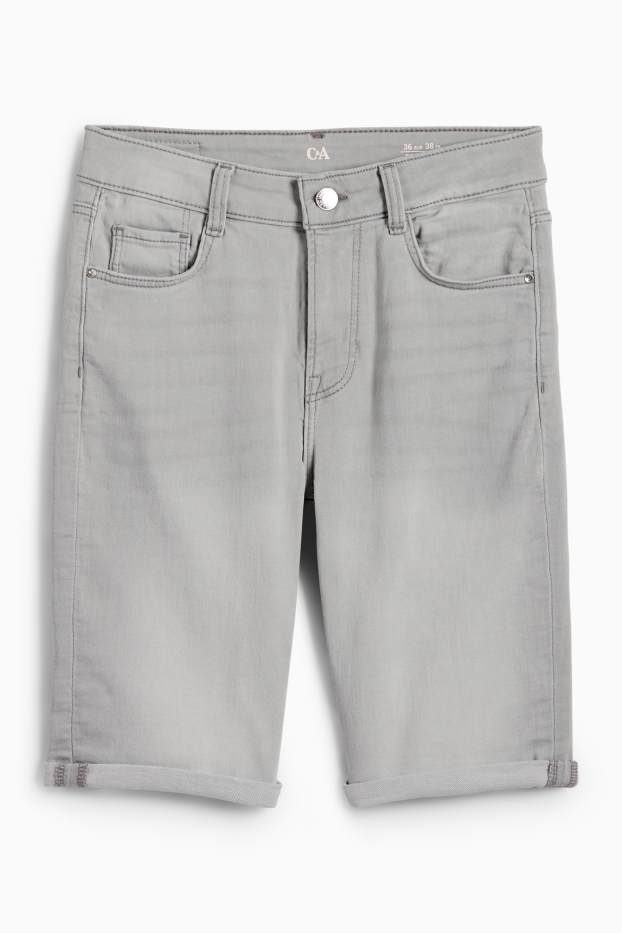 Damen - Jeans-Bermudas - Mid Waist - LYCRA® - helljeansgrau