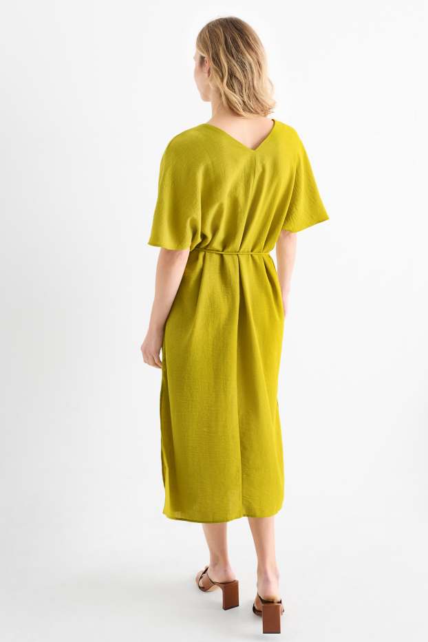 Femmes - Robe à col V - vert