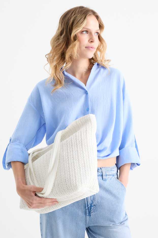 Donna - Shopper grande in paglia - bianco