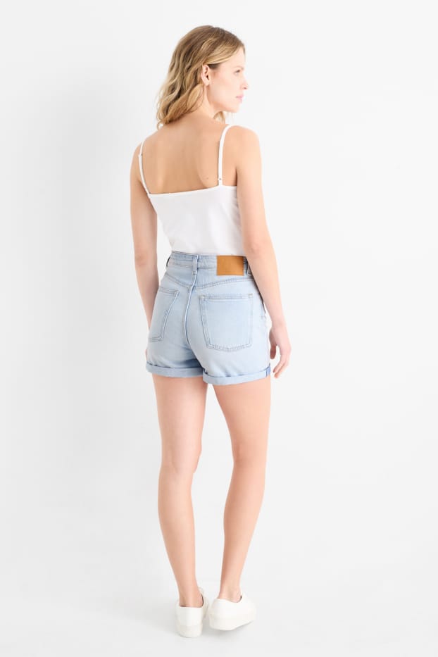 Damen - Mom Shorts - High Waist - LYCRA® - helljeansblau