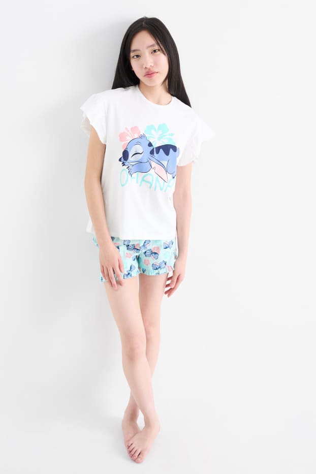 Children Girls - Lilo & Stitch - shorty pyjamas - 2 piece - white