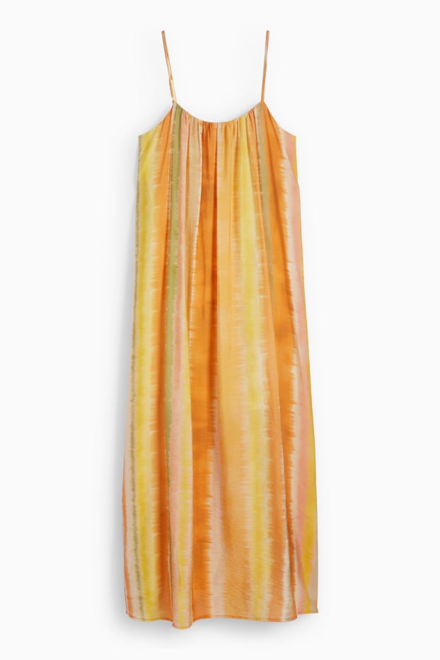 Damen - Maxi-Kleid - gestreift - hellorange