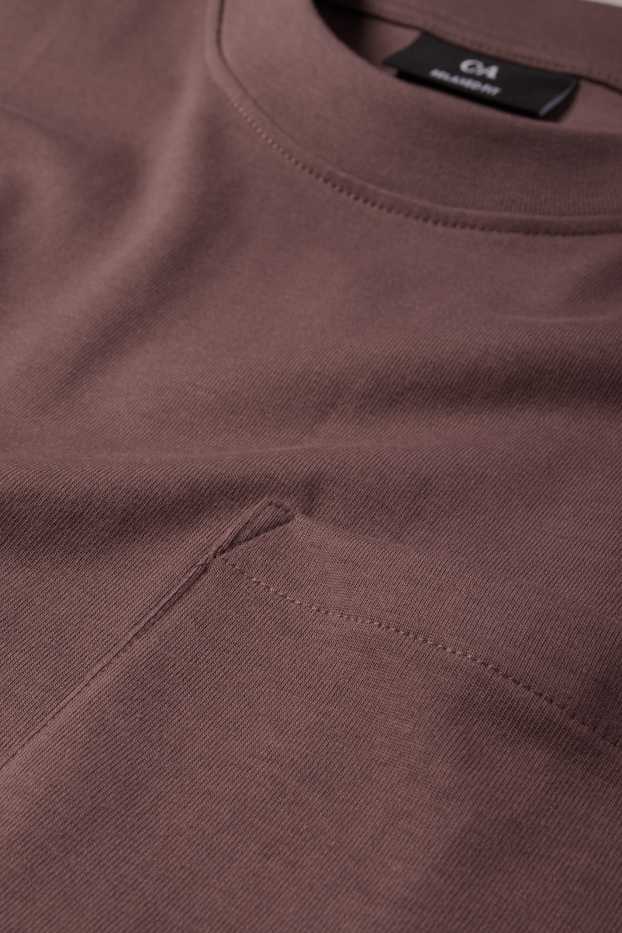 Heren - T-shirt - relaxed fit - donkerbruin
