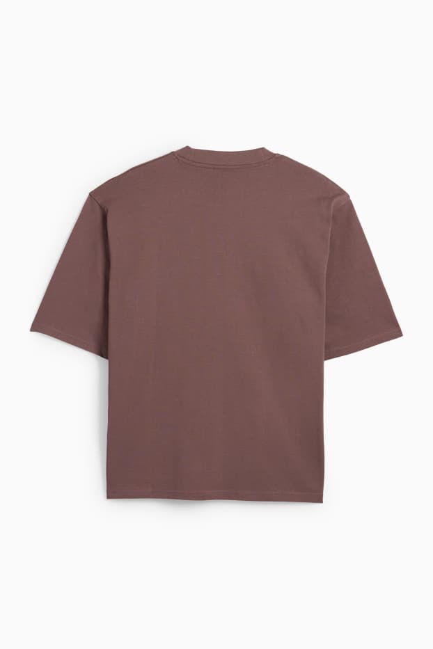 Heren - T-shirt - relaxed fit - donkerbruin
