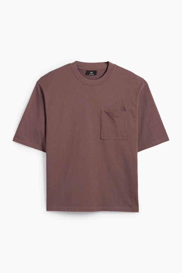 Heren - T-shirt - relaxed fit - donkerbruin