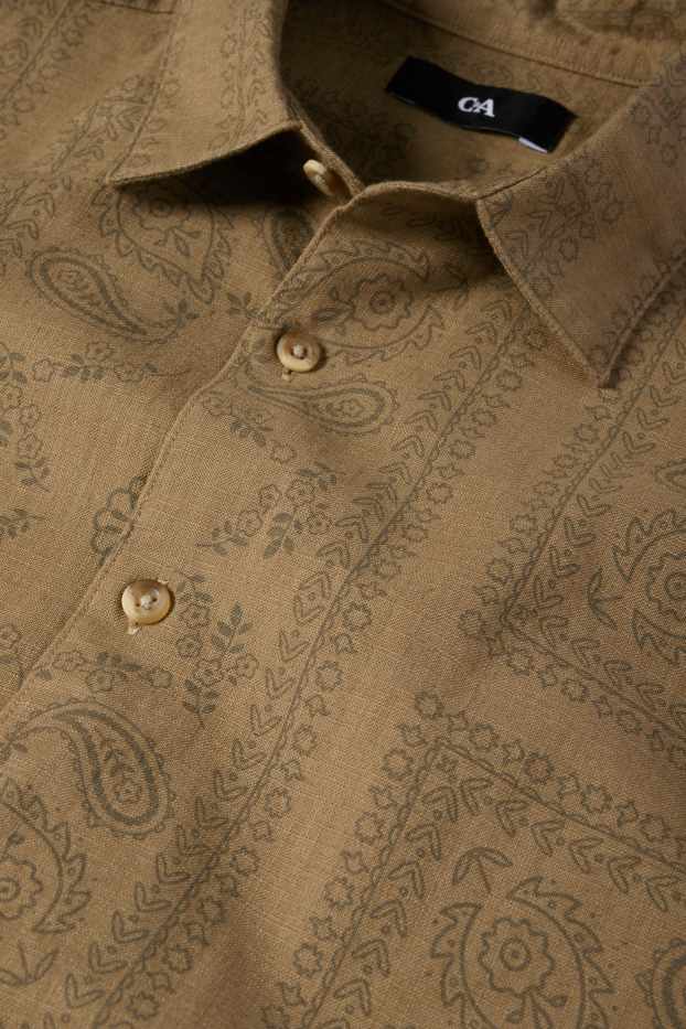 Heren - Overhemd - regular fit - kent - met patroon - groen