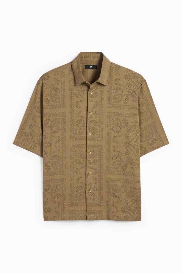 Heren - Overhemd - regular fit - kent - met patroon - groen