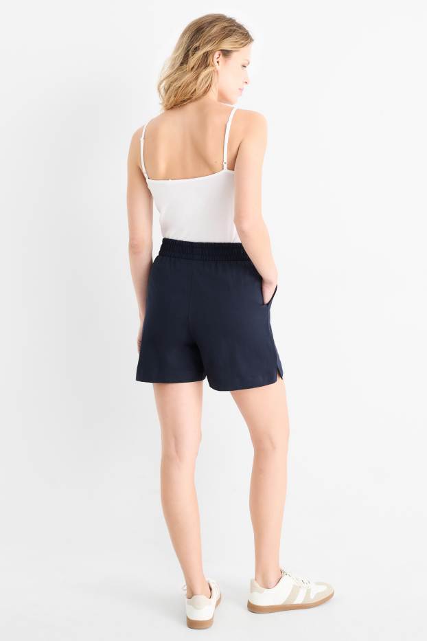 Femmes - Short basique en molleton - bleu foncé