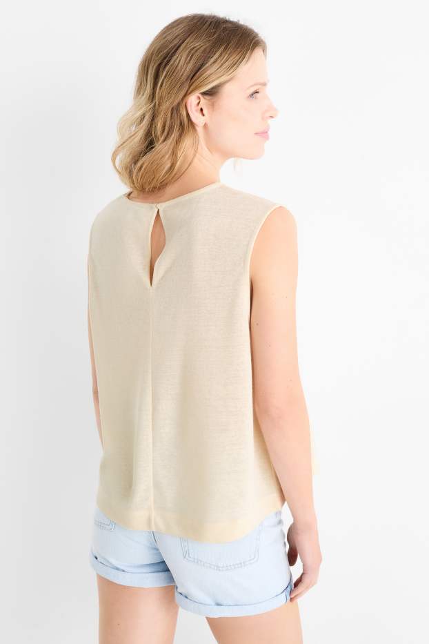 Donna - Blusa smanicata - beige chiaro