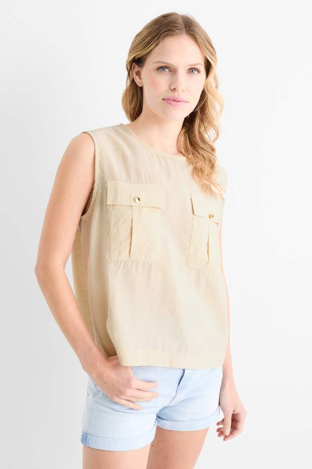 Donna - Blusa smanicata - beige chiaro