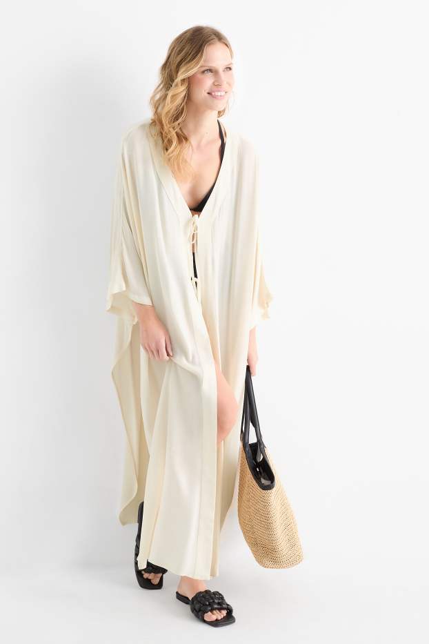 Femmes - Kimono - texturé - blanc crème