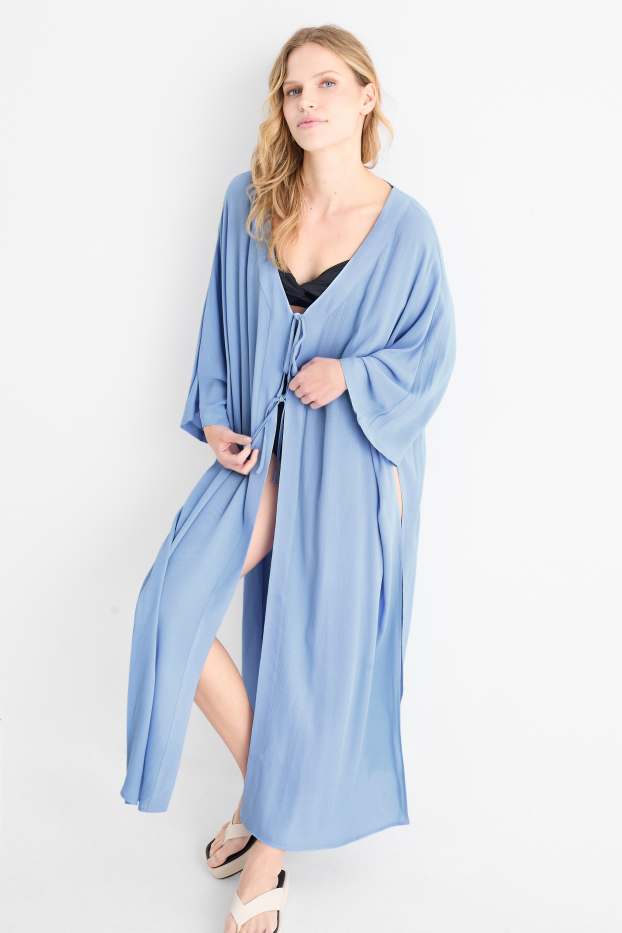 Femmes - Kimono - texturé - bleu