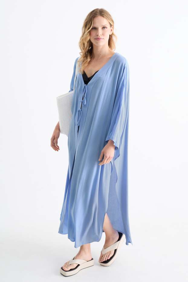 Women - Kimono - textured - blue