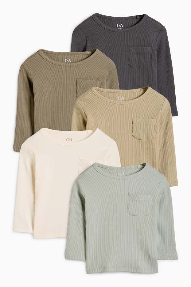Baby Jungen - Multipack 5er - Baby-Langarmshirt - gerippt - mintgrün