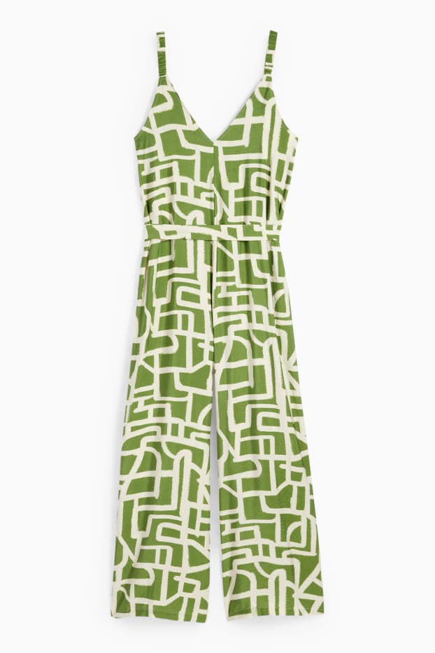 Femei - Salopetă - cu model - verde / bej