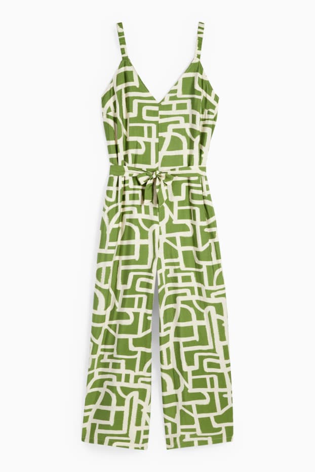 Femei - Salopetă - cu model - verde / bej