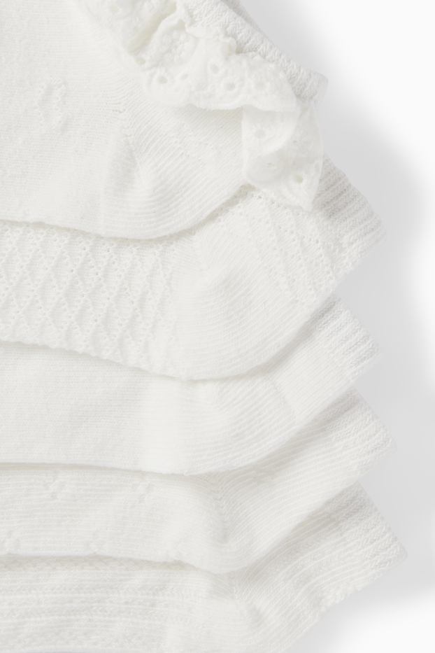 Baby Girls - Multipack of 5 - baby trainer socks - textured - cremewhite