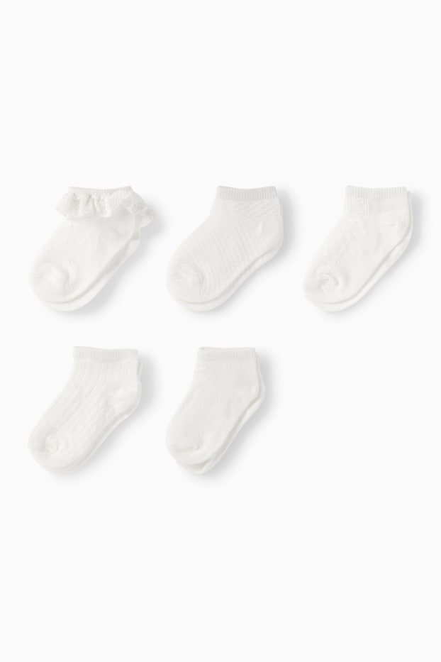 Baby Girls - Multipack of 5 - baby trainer socks - textured - cremewhite