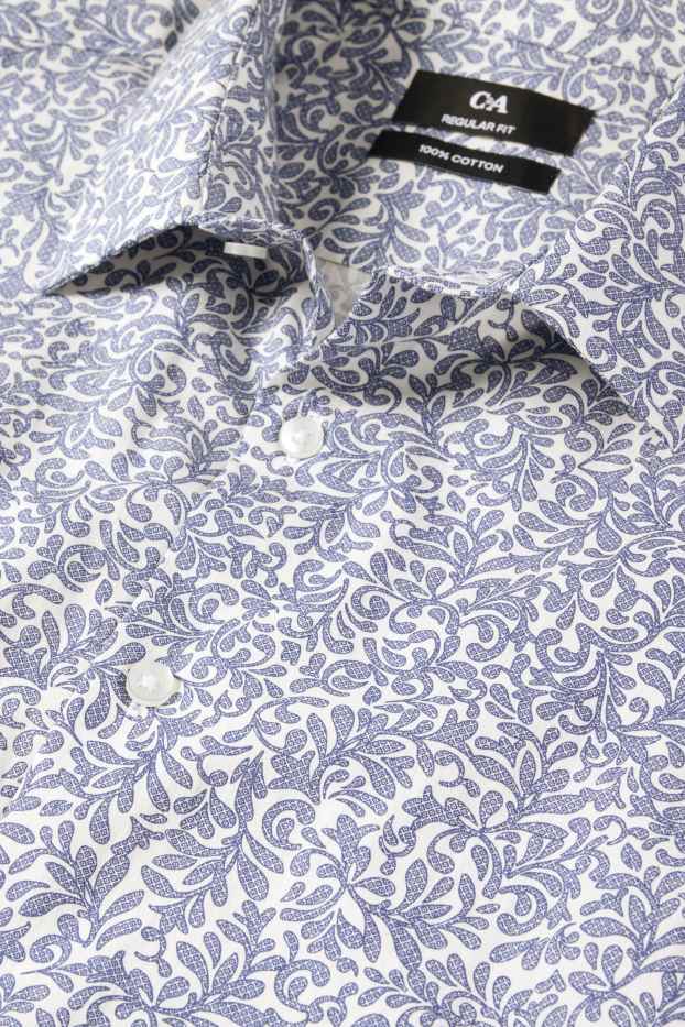 Hommes - Chemise - regular fit - col kent - à motif - bleu