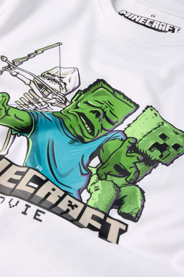 Kinderen: jongens - Minecraft - shortama - 2-delig - wit / zwart