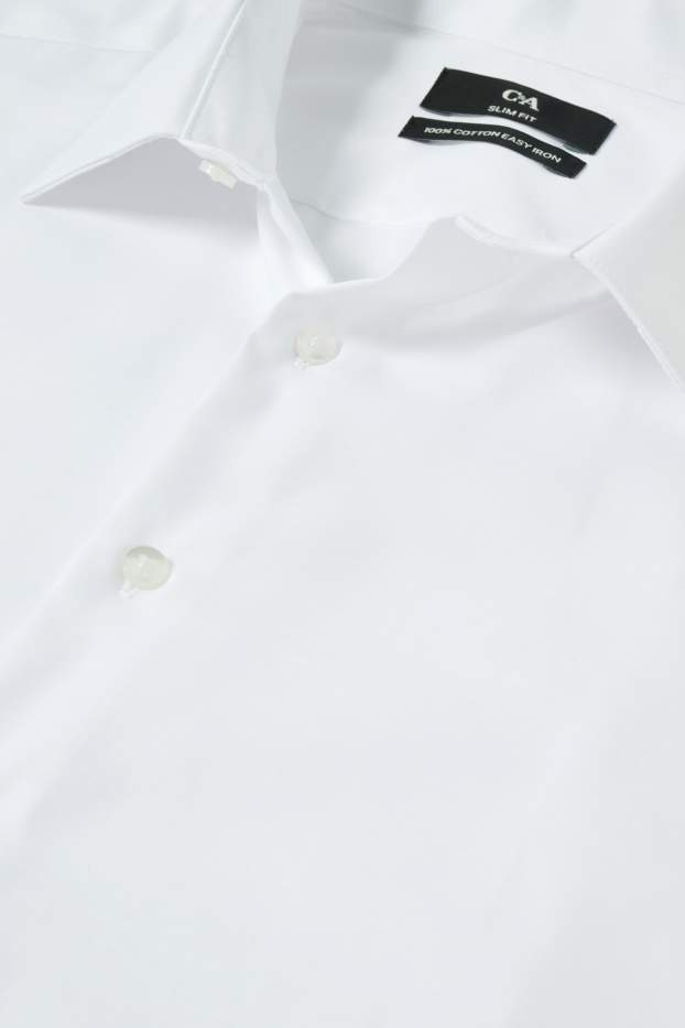Pánské - Business košile - slim fit - kent - snadné žehlení - bílá