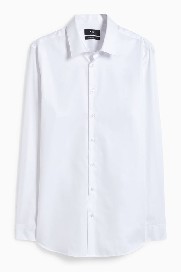 Pánské - Business košile - slim fit - kent - snadné žehlení - bílá