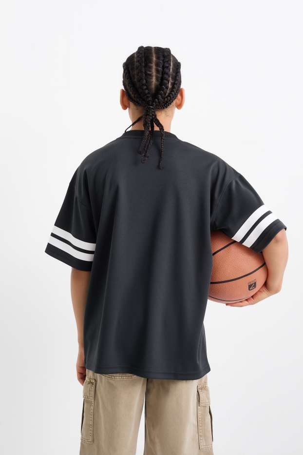 Children Boys - Football - short sleeve T-shirt - black