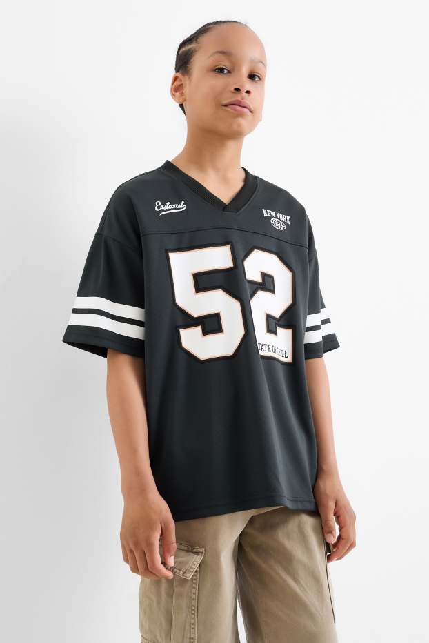 Children Boys - Football - short sleeve T-shirt - black