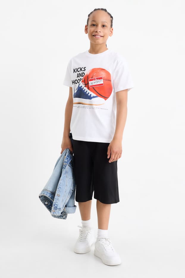 Copii - Băieți - Baschet - set - tricou cu mânecă scurtă și pantaloni scurți - 2 piese - negru / alb