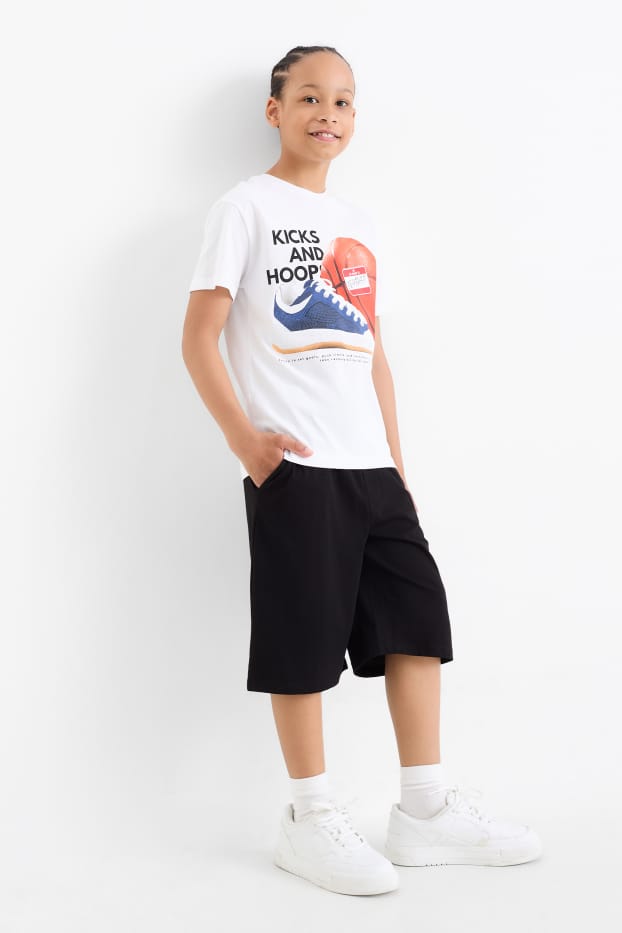 Copii - Băieți - Baschet - set - tricou cu mânecă scurtă și pantaloni scurți - 2 piese - negru / alb