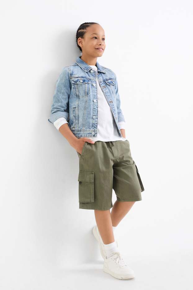 Kinderen: jongens - Cargoshorts - donkergroen