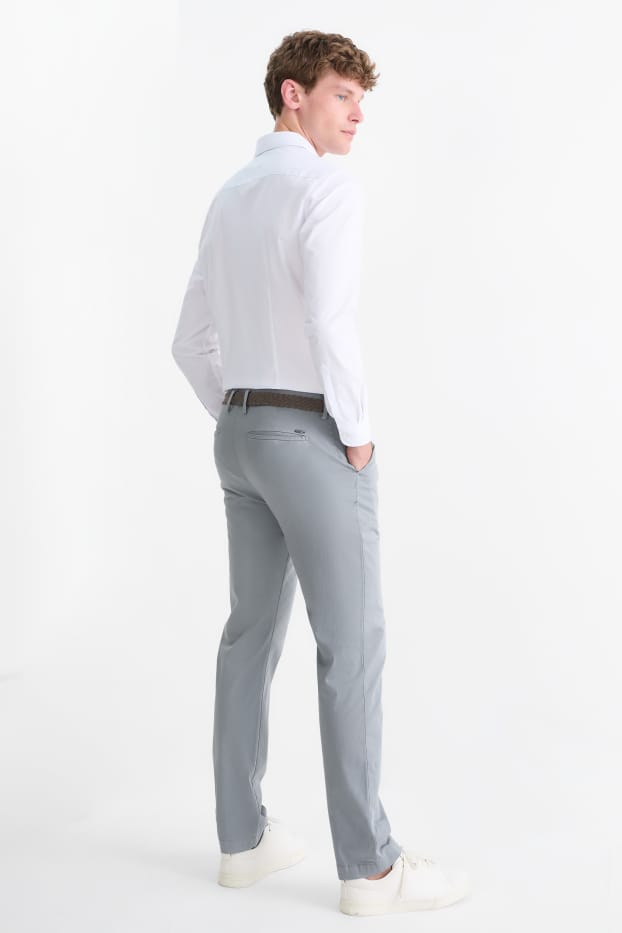 Herren - Chino mit Gürtel - Regular Fit - grau