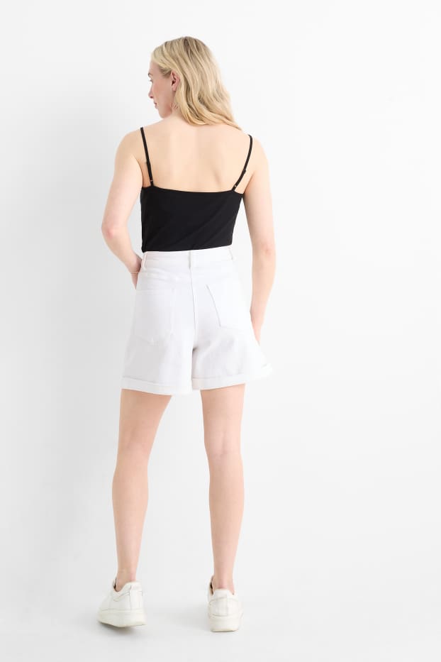Damen - Jeans-Shorts - High Waist - weiß