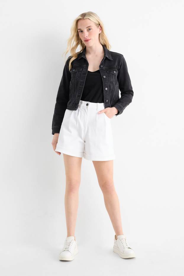 Damen - Jeans-Shorts - High Waist - weiß