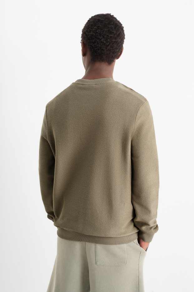 Pánské - Mikina - strukturovaná - khaki