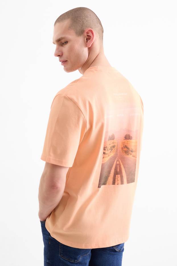 Heren - T-shirt - relaxed fit - oranje