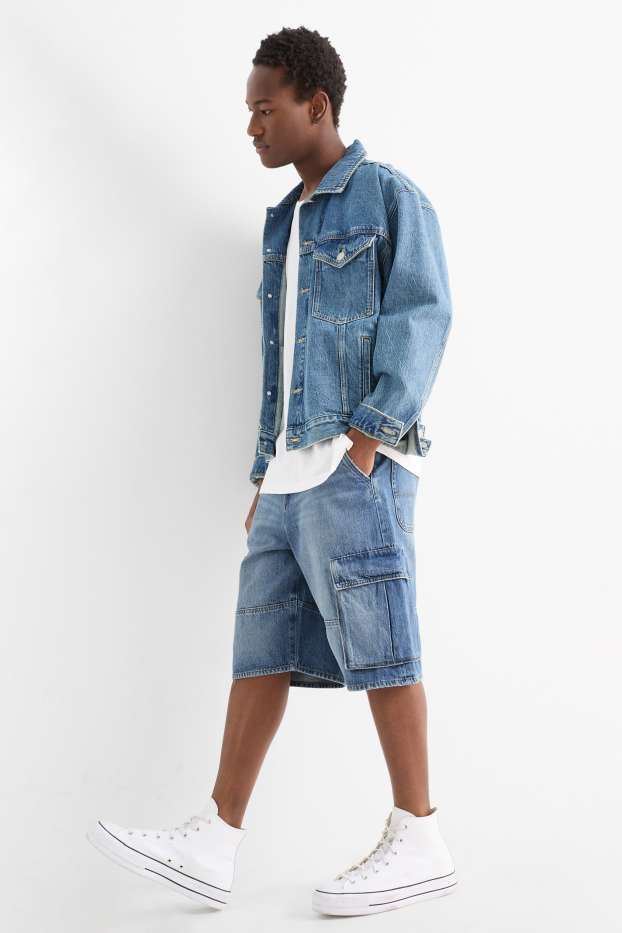 Uomo - Bermuda cargo in jeans - jeans azzurro