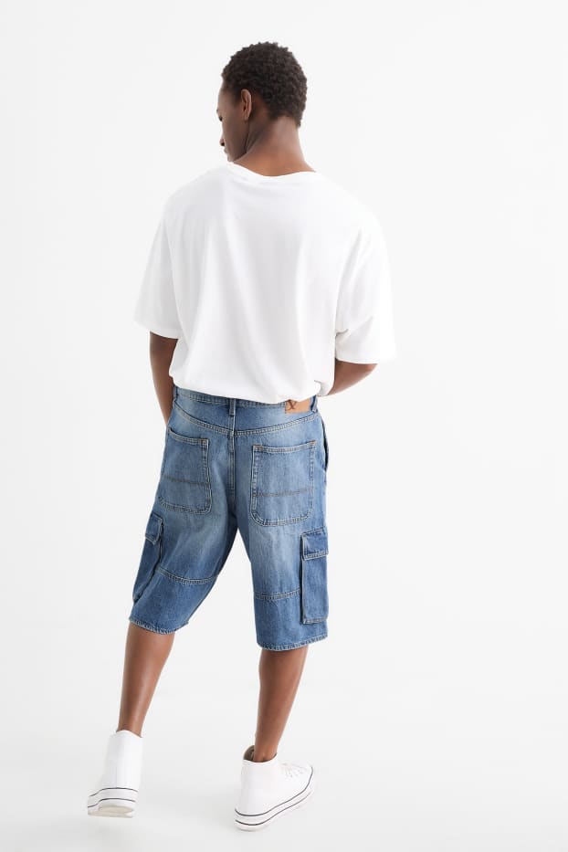 Uomo - Bermuda cargo in jeans - jeans azzurro