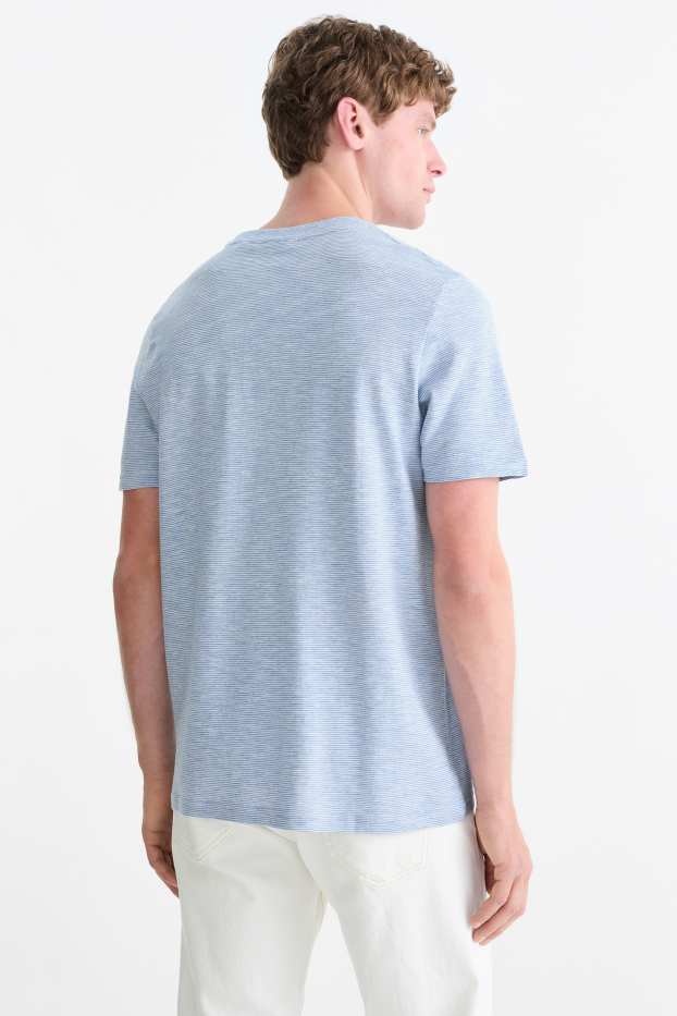 Hommes - T-shirt - regular fit - à rayures - blanc / bleu clair