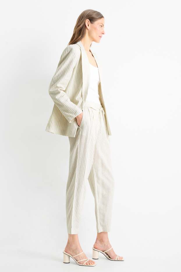 Donna - Pantaloni business - vita alta - carrot fit - misto lino - bianco crema