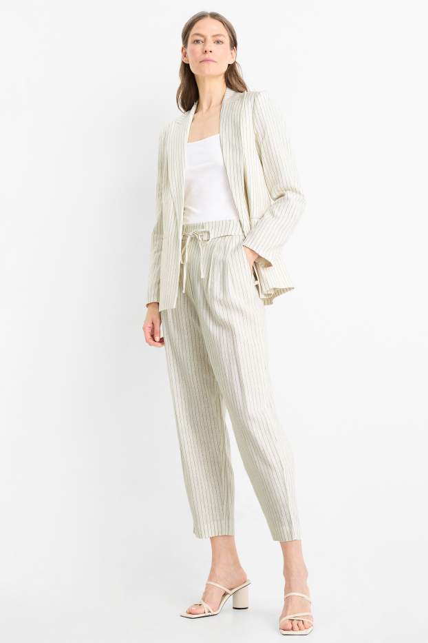 Donna - Pantaloni business - vita alta - carrot fit - misto lino - bianco crema
